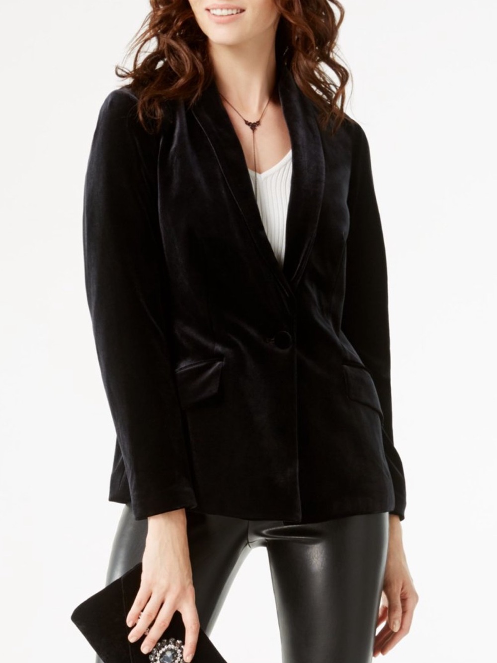 INC International Concepts Black Velvet Shawl-Collar Blazer Jacket, Sz XL